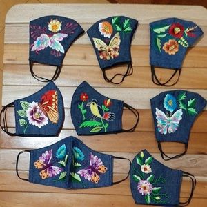 New Embroidered Denim Face Mask